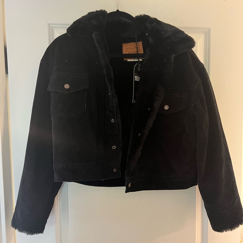 NWT Levi’s denim and faux fur coat